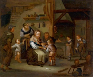 German School of the 18th Century. Peasant Interior